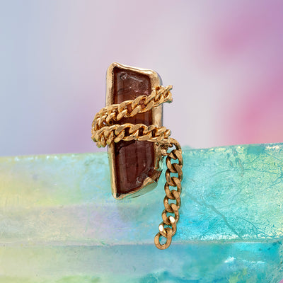 "Same ol' Situation" Threaded End in Gold with Tumbled Pink Tourmaline