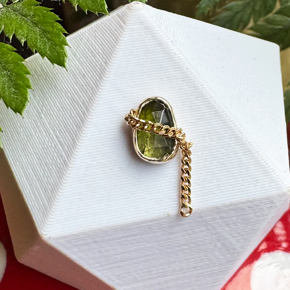 "For What It's Worth" Threaded End in Gold with Green Tourmaline