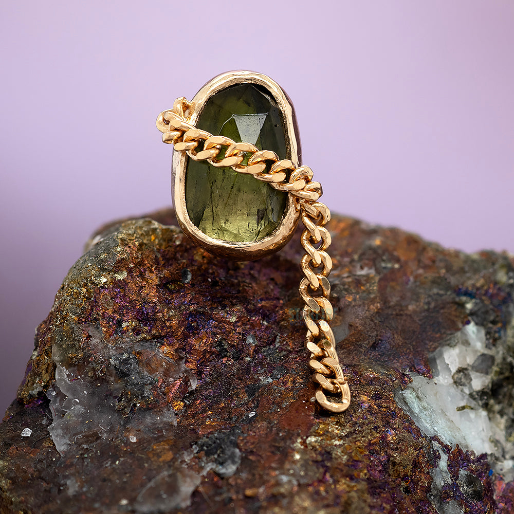 "For What It's Worth" Threaded End in Gold with Green Tourmaline