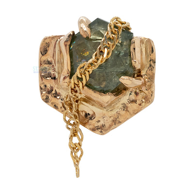 "Bigger than Kiss" Threaded End in Gold with Green Sapphire