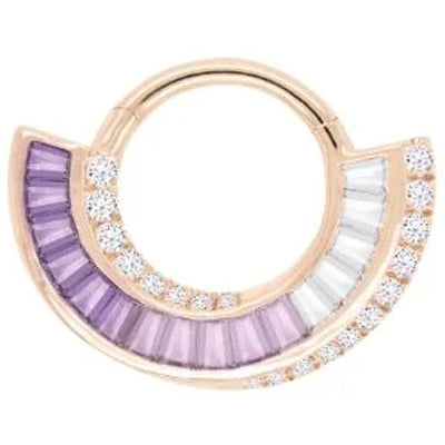 "Echelon" Hinge Ring / Clicker in Gold with Amethyst & CZ's