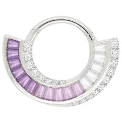 "Echelon" Hinge Ring / Clicker in Gold with Amethyst & CZ's