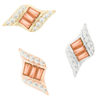 threadless: "Intrigue" End in Gold with Orange Garnet & CZ's