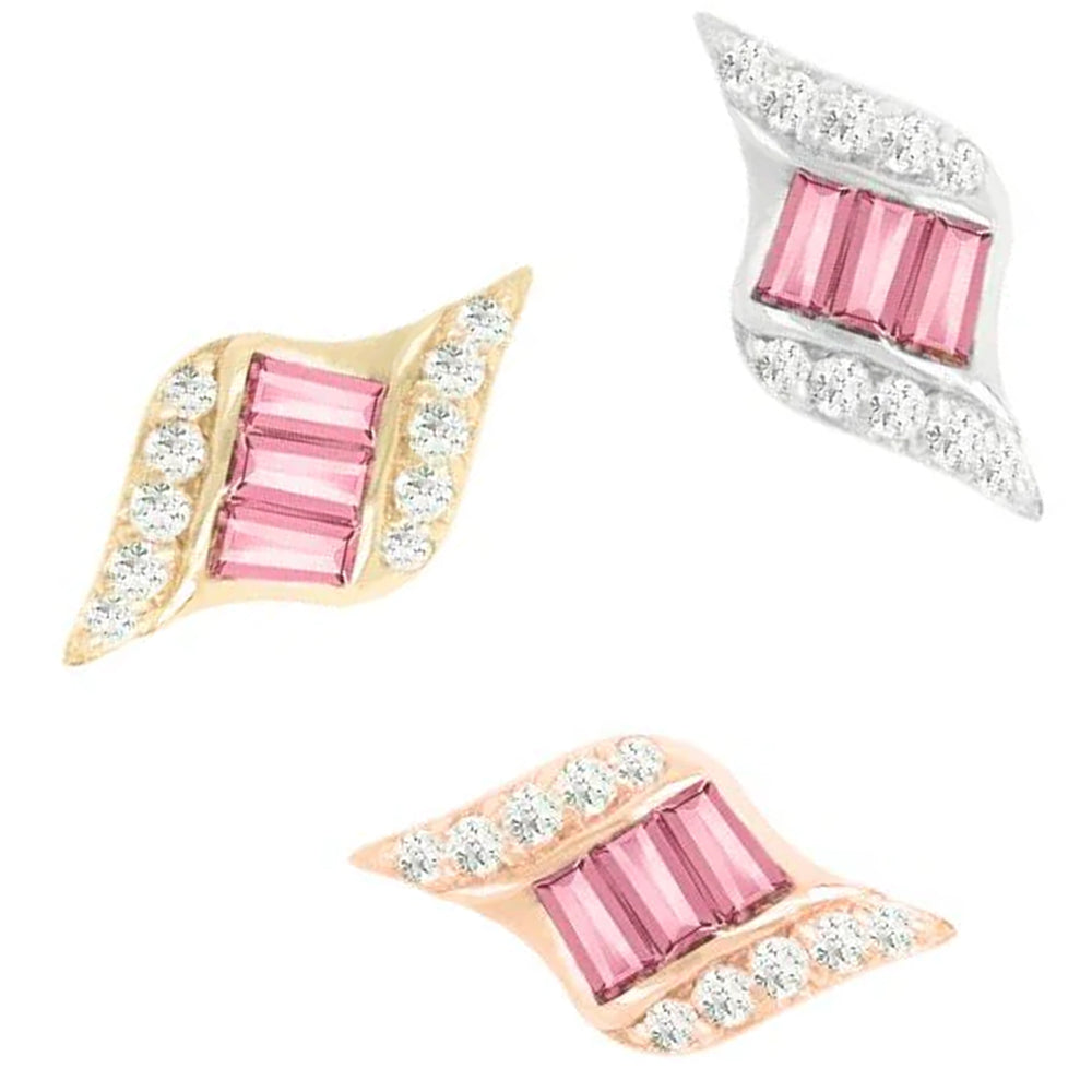 threadless: "Intrigue" End in Gold with Pink Tourmaline & CZ's