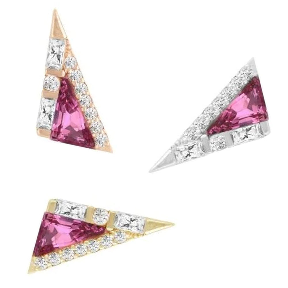threadless: "Transmission" End in Gold with Pink Tourmaline & CZ's