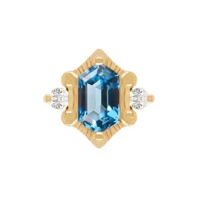 threadless: "Reyna" End in Gold with London Blue Topaz & CZ's