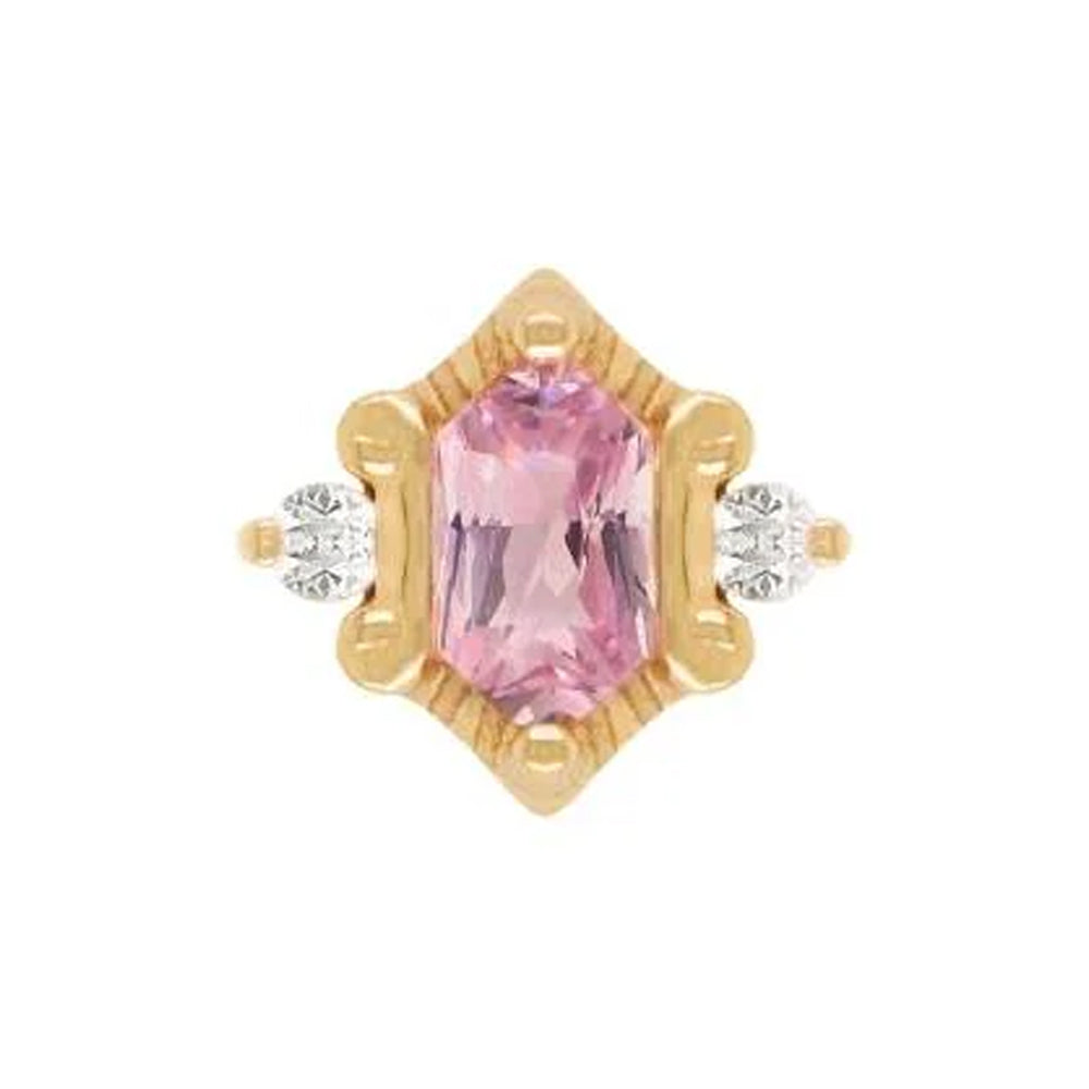 threadless: "Reyna" End in Gold with Pink Tourmaline & CZ's