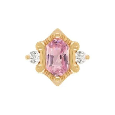 threadless: "Reyna" End in Gold with Pink Tourmaline & CZ's