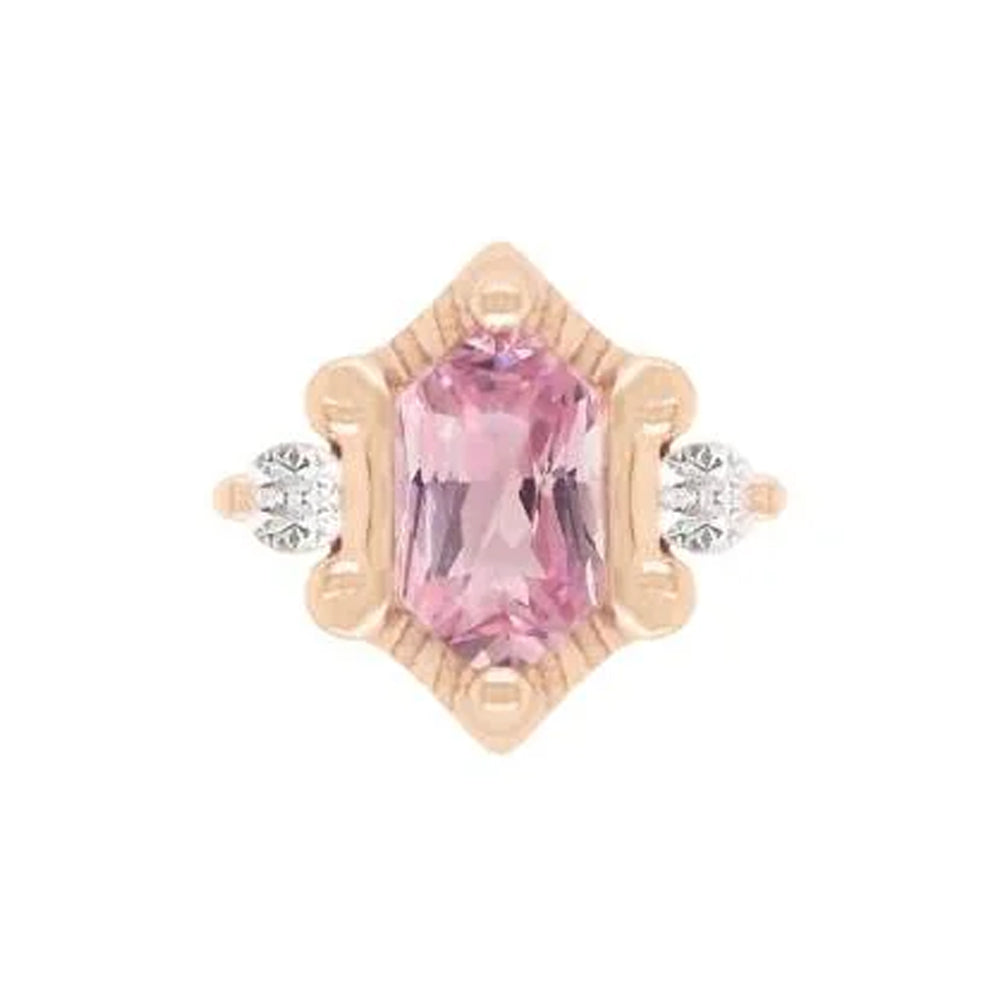 threadless: "Reyna" End in Gold with Pink Tourmaline & CZ's