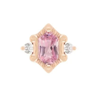 threadless: "Reyna" End in Gold with Pink Tourmaline & CZ's