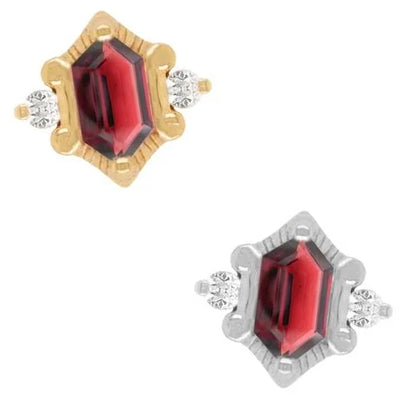 threadless: "Reyna" End in Gold with Garnet & CZ's