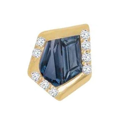 threadless: "Route" End in Gold with London Blue Topaz, Swiss Blue Topaz & CZ's
