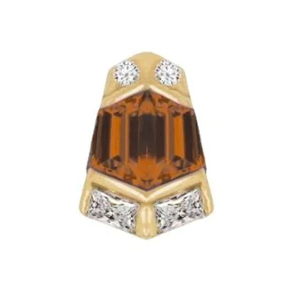 threadless: "Vera" End in Gold with Orange Garnet & CZ's