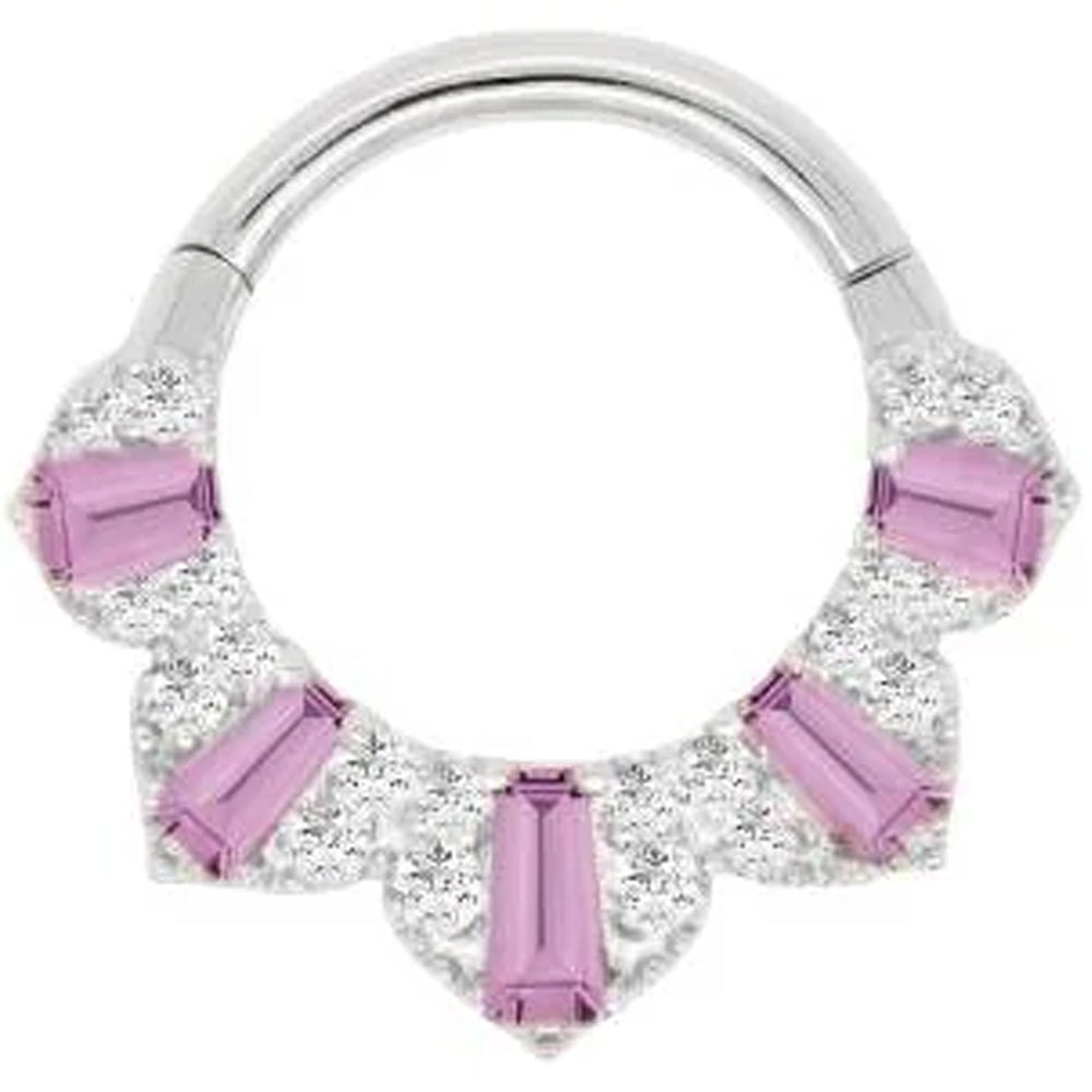 "Gilty Pleasure" Hinge Ring / Clicker in Gold with Amethyst & Diamonds
