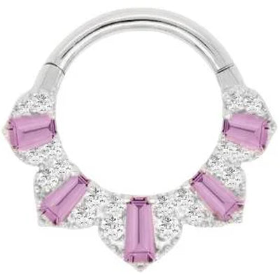"Gilty Pleasure" Hinge Ring / Clicker in Gold with Amethyst & Diamonds