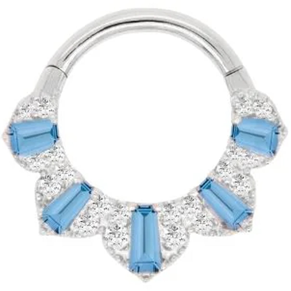 "Gilty Pleasure" Hinge Ring / Clicker in Gold with London Blue Topaz & Diamonds