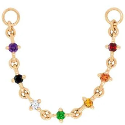 "Fireworks" Chain Attachment in Gold with Rainbow Genuine Gemstones