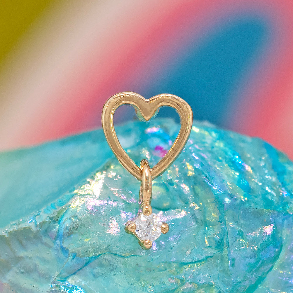 threadless: "Loves It" End with Dangle in Gold with White CZ