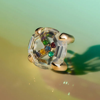 threadless: "Euphoria" End in Gold with Genuine Gemstones