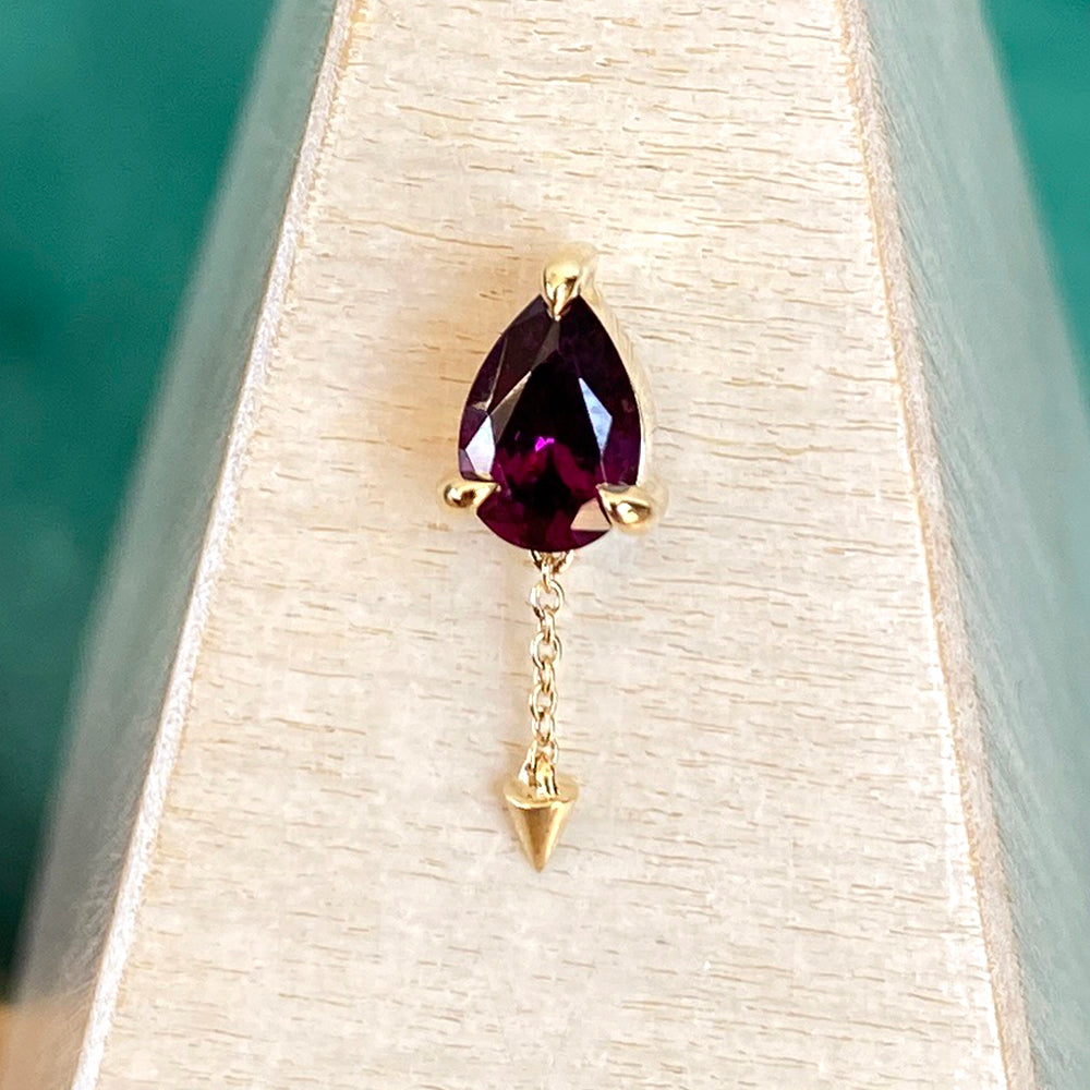 threadless: Color Changing Garnet & Spike with Chains End in Gold