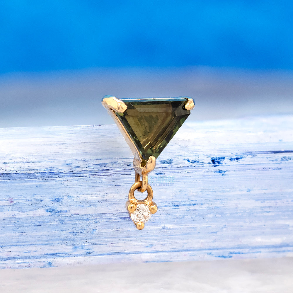 threadless: Freeform Sapphire End with Dangle in Gold with Diamond