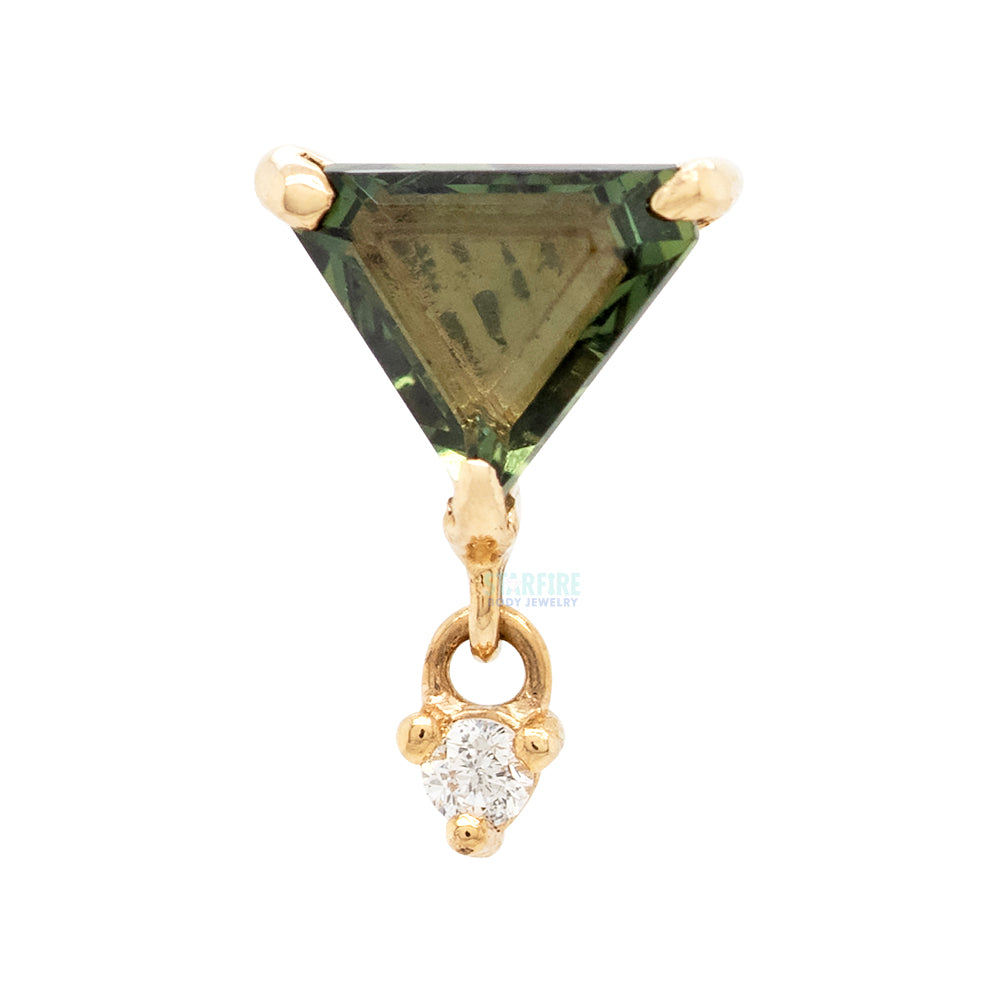 threadless: Freeform Sapphire End with Dangle in Gold with Diamond