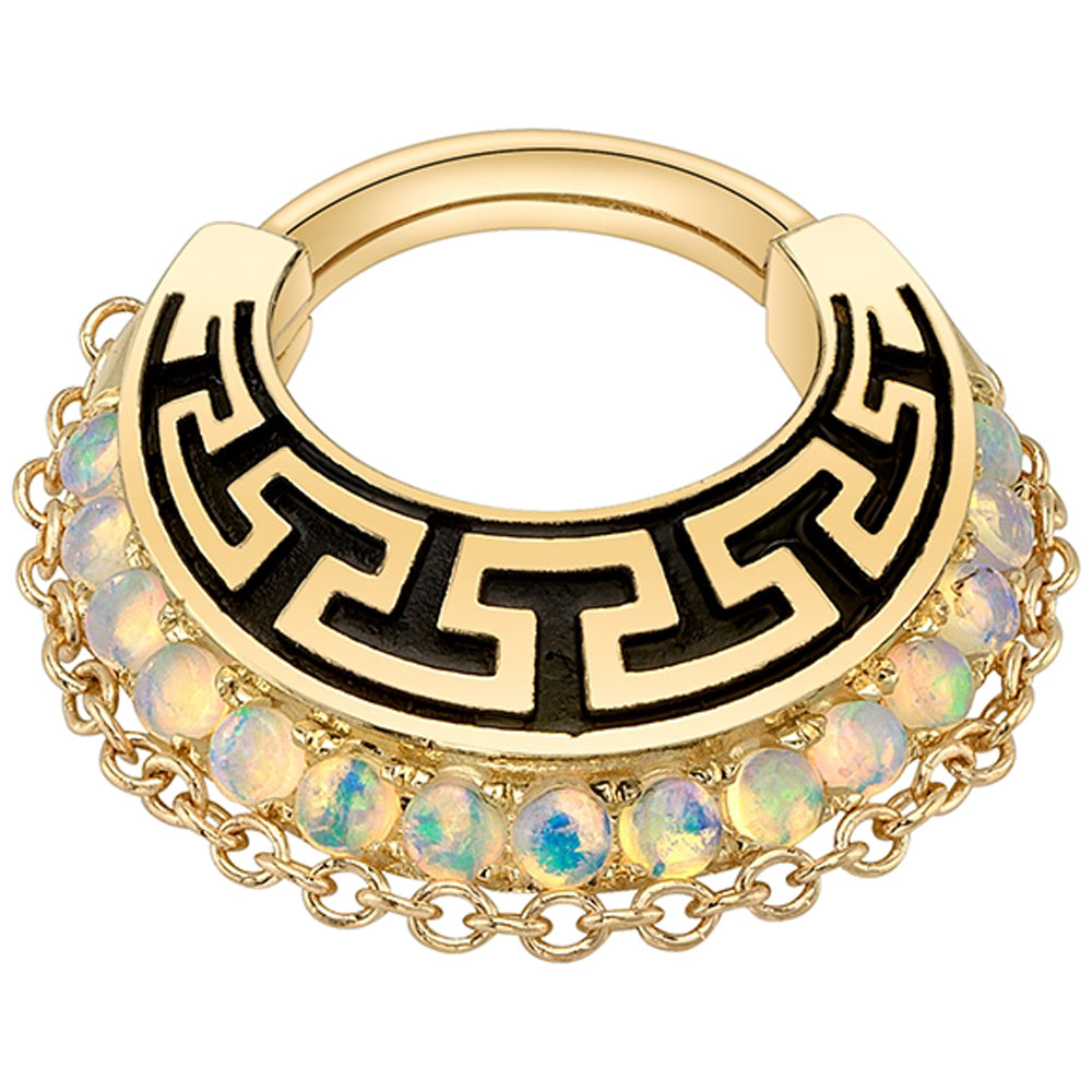 "Scarleth" Hinge Ring in Gold with Genuine White Opals