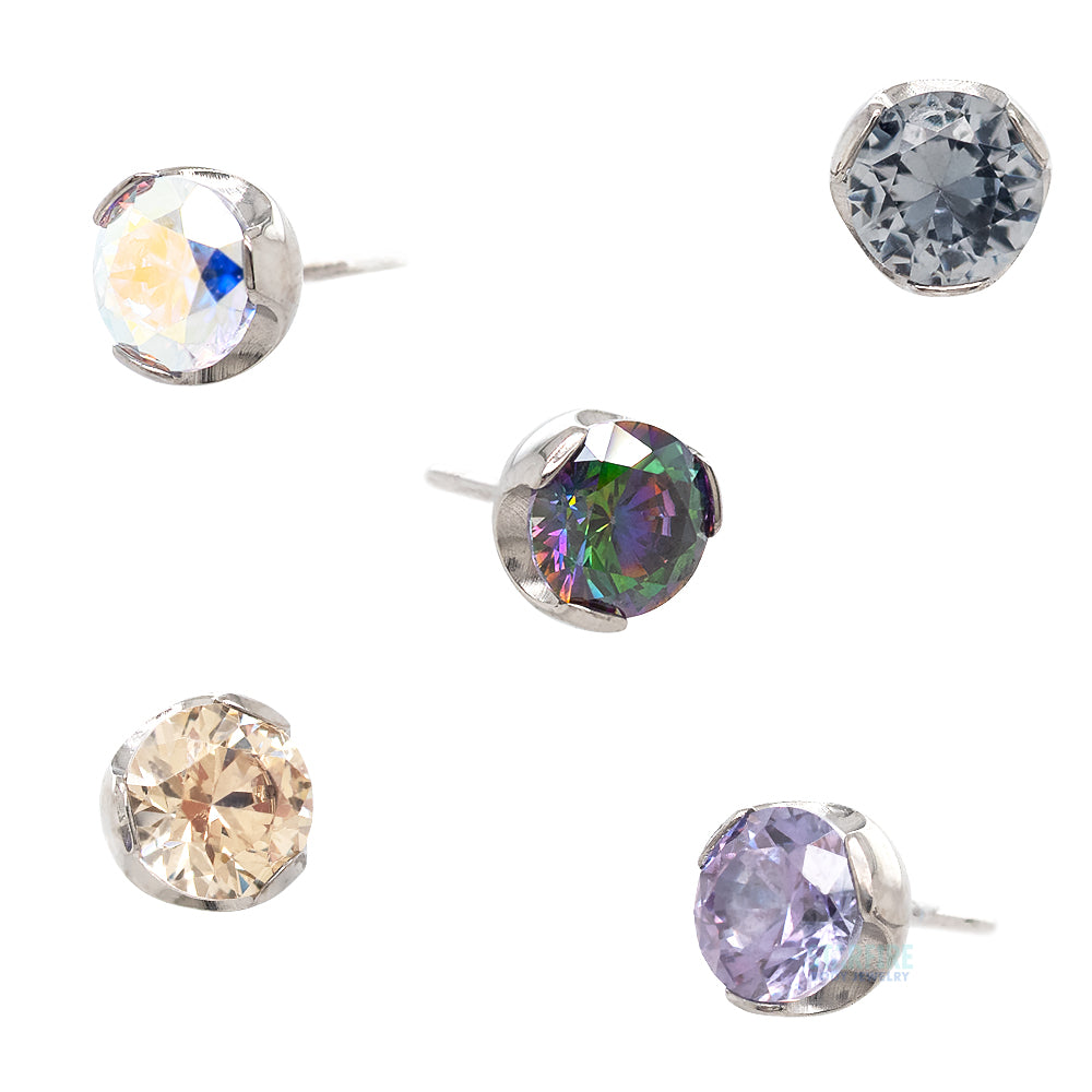 threadless: 3mm Prong-Set Gem End