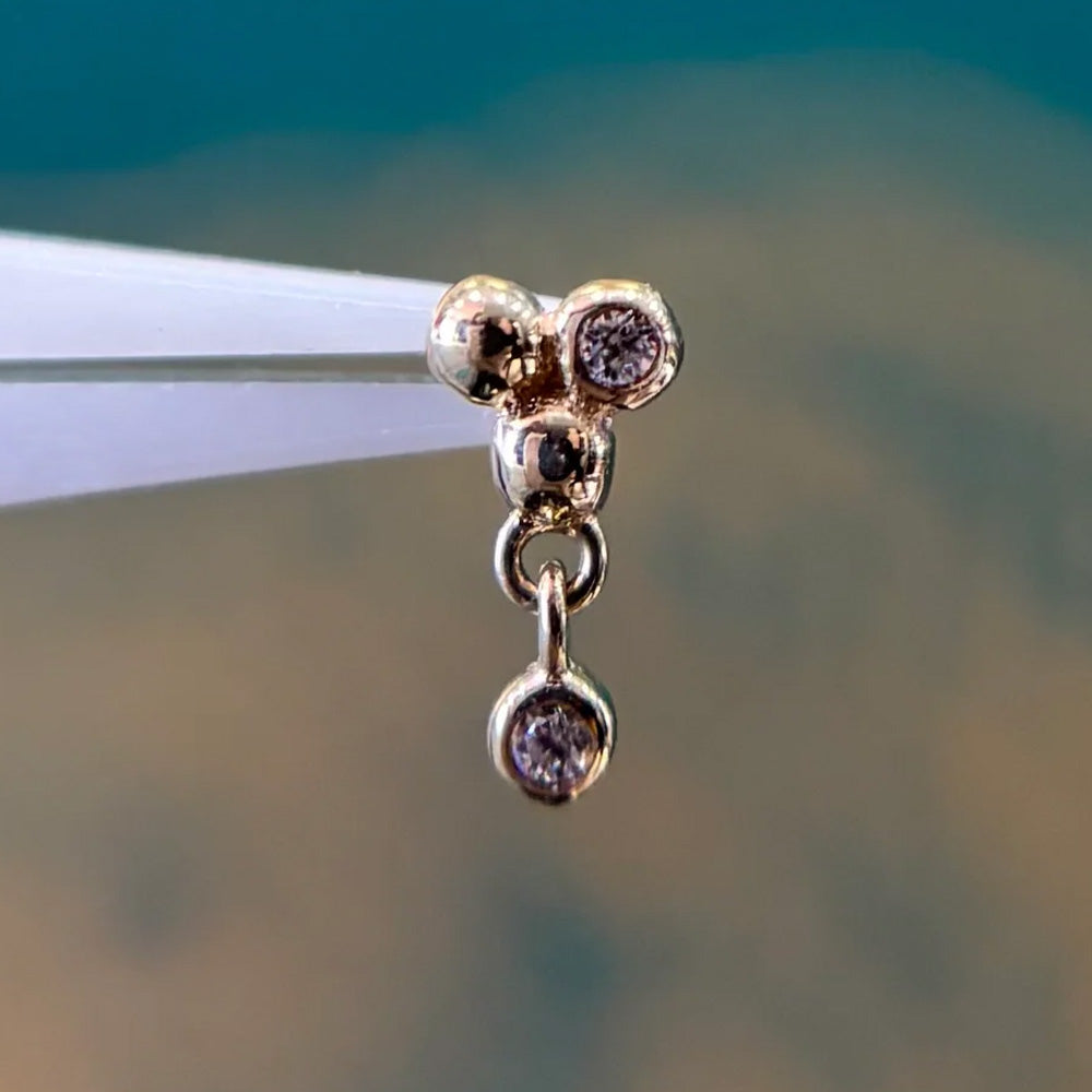 threadless: "Gela" End with Dangle in Gold with Gemstone