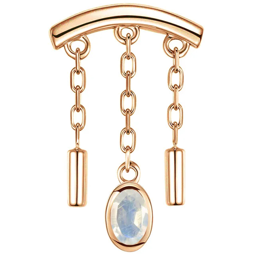 threadless: "Dwiggi" Oval Hidden Helix End with Chains in Gold with Moonstone