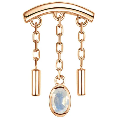 threadless: "Dwiggi" Oval Hidden Helix End with Chains in Gold with Moonstone