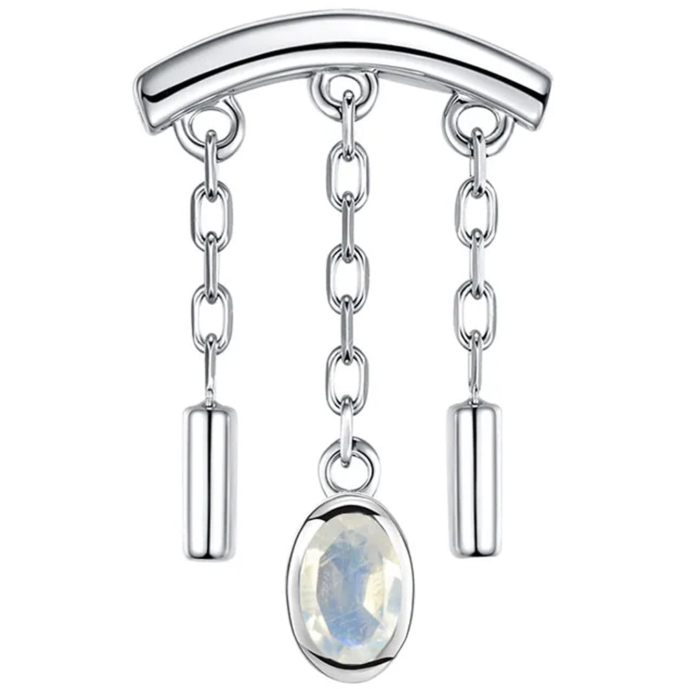 threadless: "Dwiggi" Oval Hidden Helix End with Chains in Gold with Moonstone