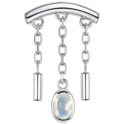 threadless: "Dwiggi" Oval Hidden Helix End with Chains in Gold with Moonstone