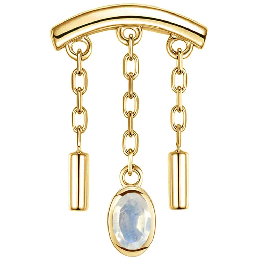 threadless: "Dwiggi" Oval Hidden Helix End with Chains in Gold with Moonstone