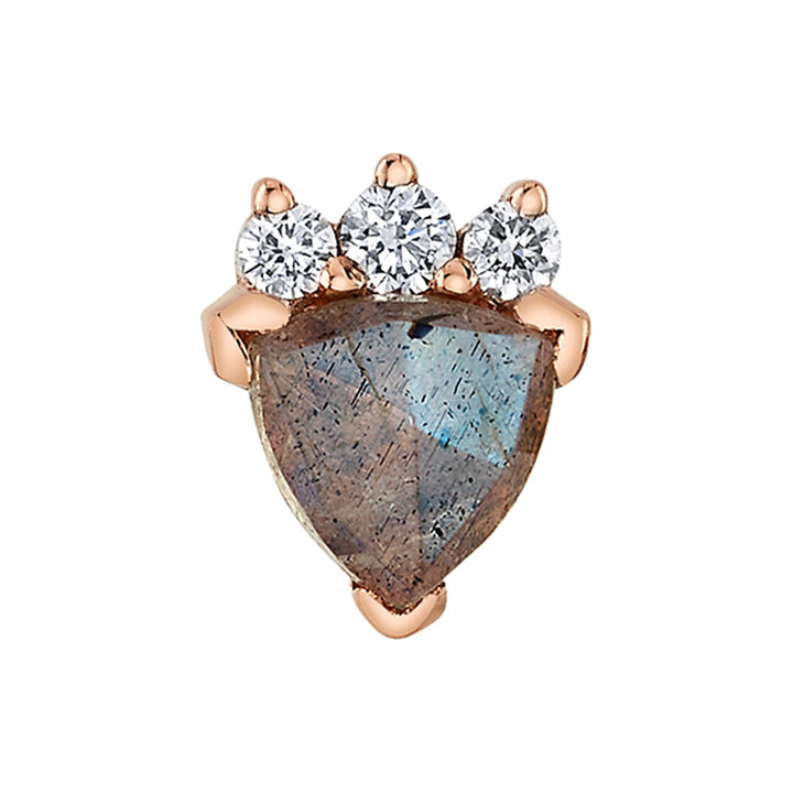 "Micol" Threaded End in Gold & Platinum with Rose Cut Labradorite & DIAMONDS