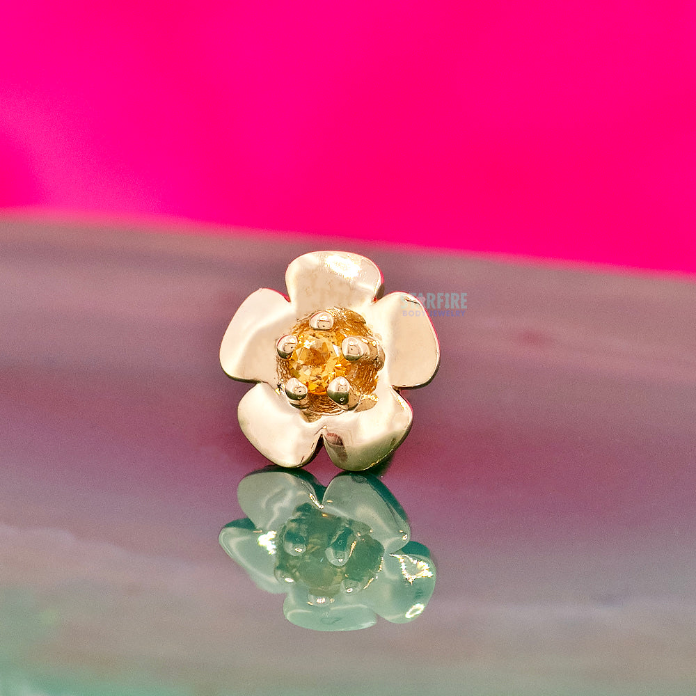 threadless: "Buttercup" Pin in Gold & Platinum with PRONG-SET Honey Topaz