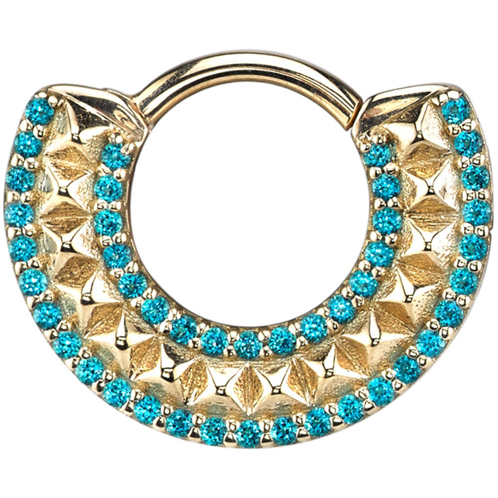 "Hydra" Hinge Ring in Gold & Platinum with Ocean Blue Diamonds