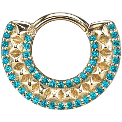 "Hydra" Hinge Ring in Gold & Platinum with Ocean Blue Diamonds