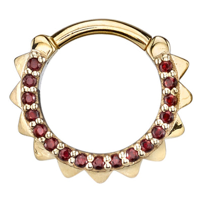 "Atlas" Hinge Ring in Gold & Platinum with Garnet