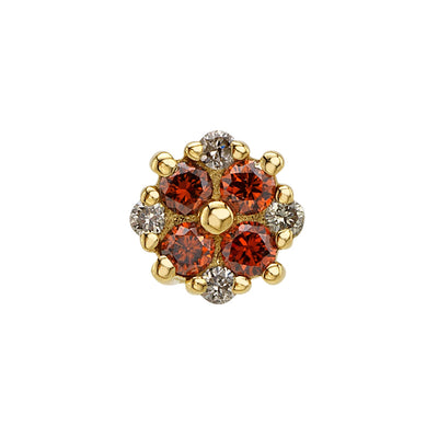 "Myrrh" Threaded End in Gold & Platinum with Orange Cognac Diamond & Champagne Diamonds