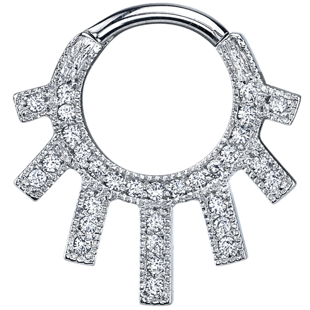 "Chiara" Hinge Ring in Gold & Platinum with White Sapphires