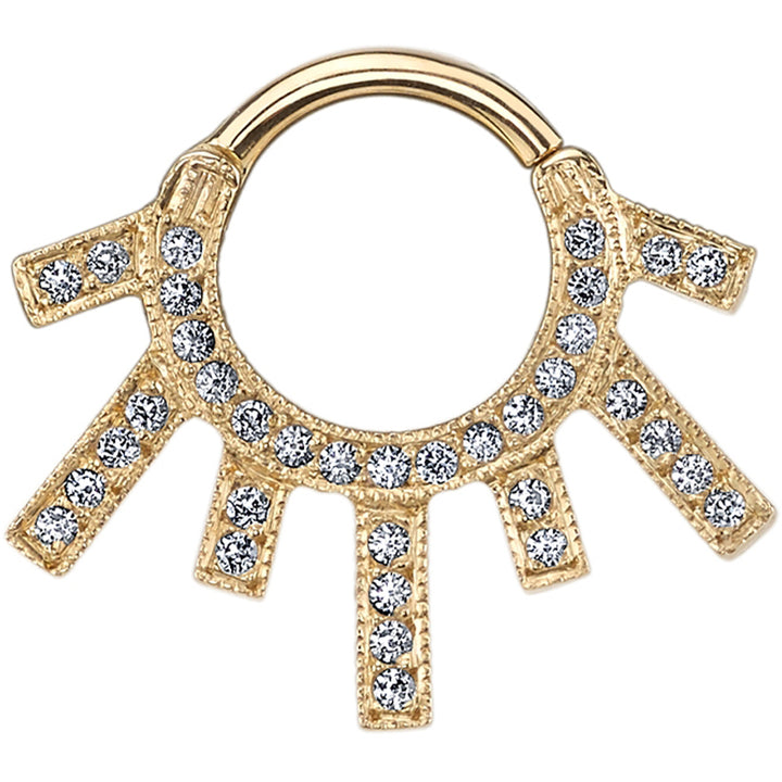 Alternating Rays "Chiara" Hinge Ring in Gold & Platinum with White CZ's