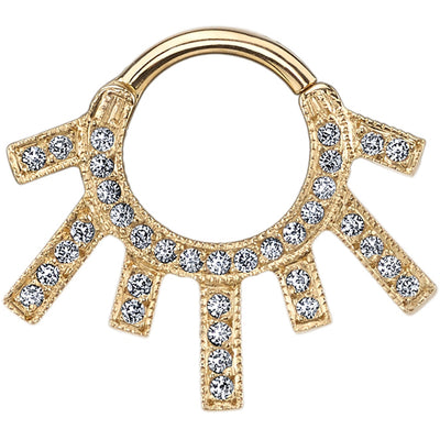 Graduating Rays "Chiara" Hinge Ring in Gold & Platinum with White CZ's