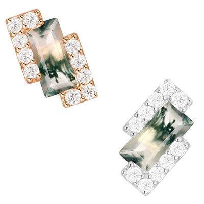 threadless: "Meld" End in Gold with Moss Agate & White CZ's