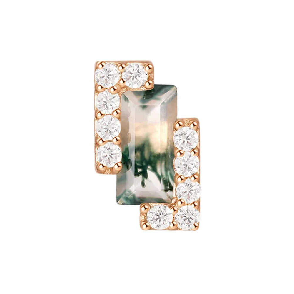 threadless: "Meld" End in Gold with Moss Agate & White CZ's