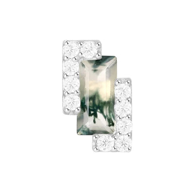 threadless: "Meld" End in Gold with Moss Agate & White CZ's
