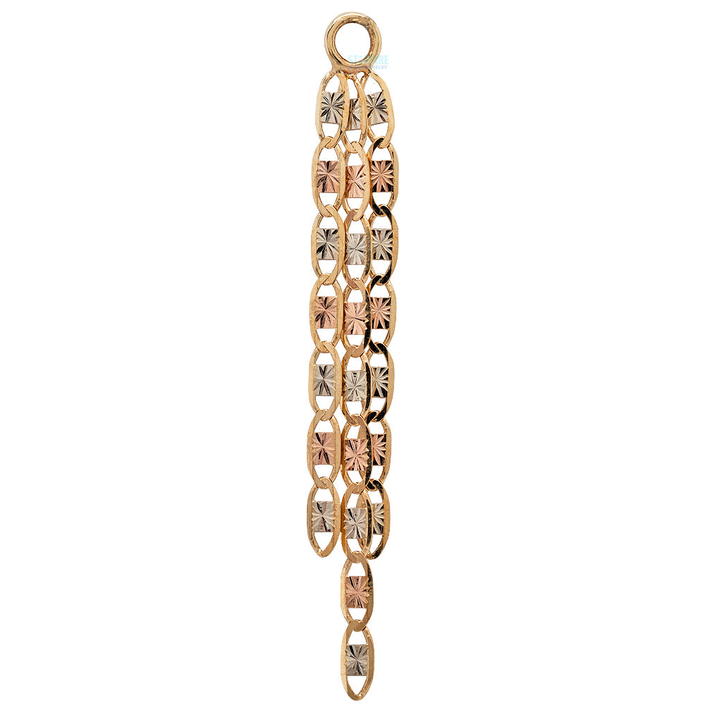 "Lost Boys" Valentino Star Cut Tri-Color Chain Charm in Gold