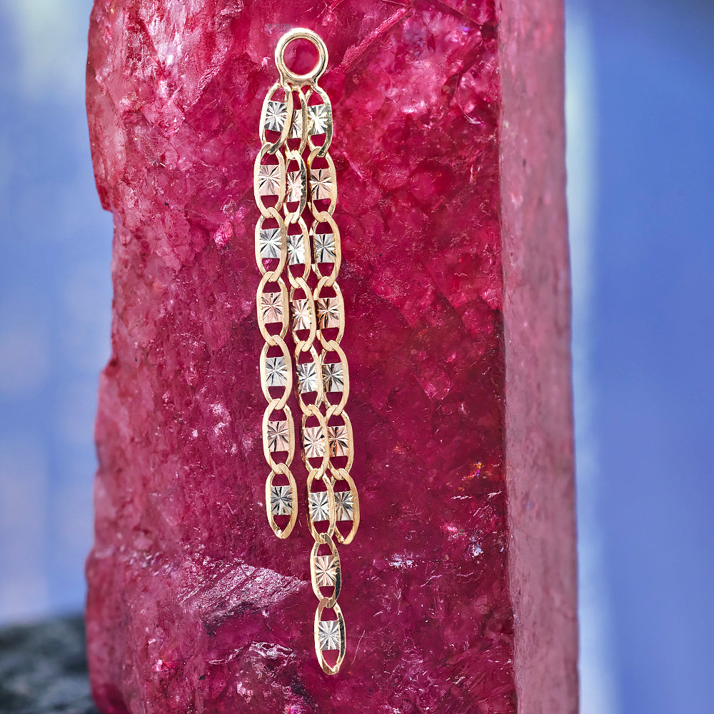 "Lost Boys" Valentino Star Cut Tri-Color Chain Charm in Gold