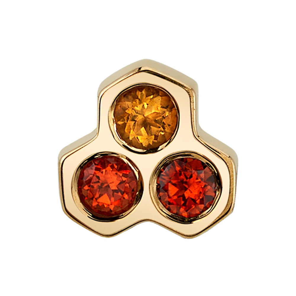 "Dulce" Threaded End in Gold & Platinum with Garnet & Citrine