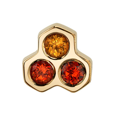 "Dulce" Threaded End in Gold & Platinum with Garnet & Citrine